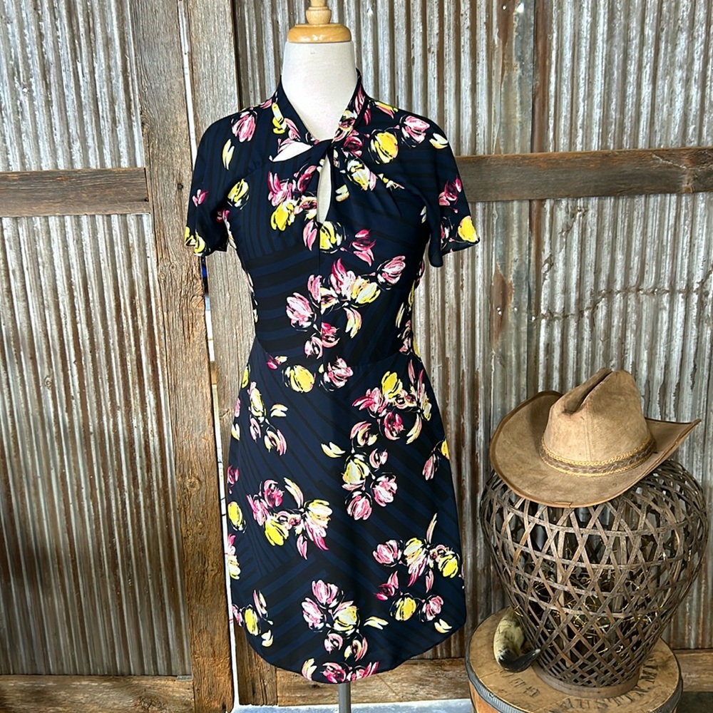 Banana Republic navy flowered mini dress